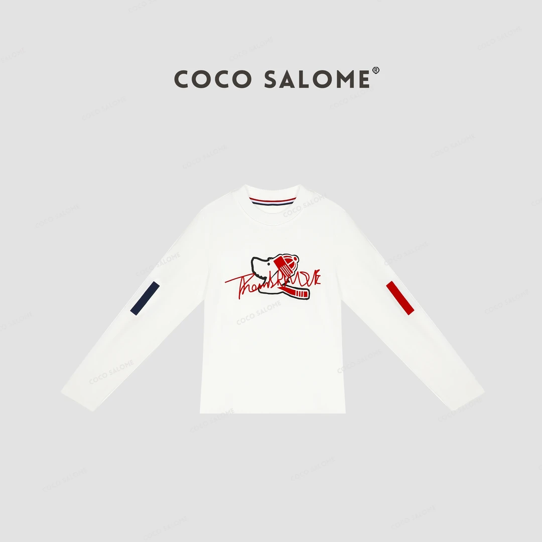 COCO SALOME⒂【圣诞史努比】设计款简约圆领长袖打底T恤0536