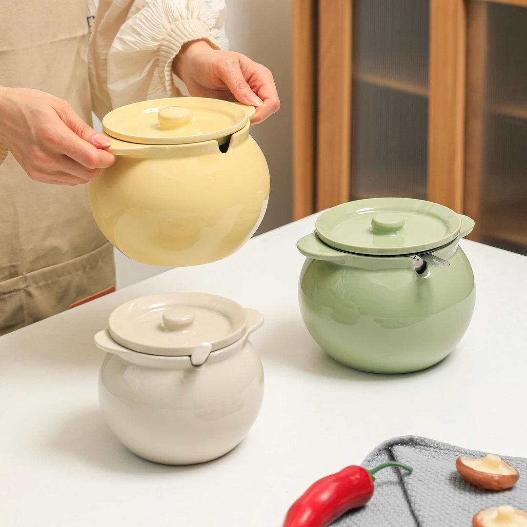 猪油罐带盖家用耐高溫陶瓷装荤油辣椒油红油罐子厨房专用储油容器