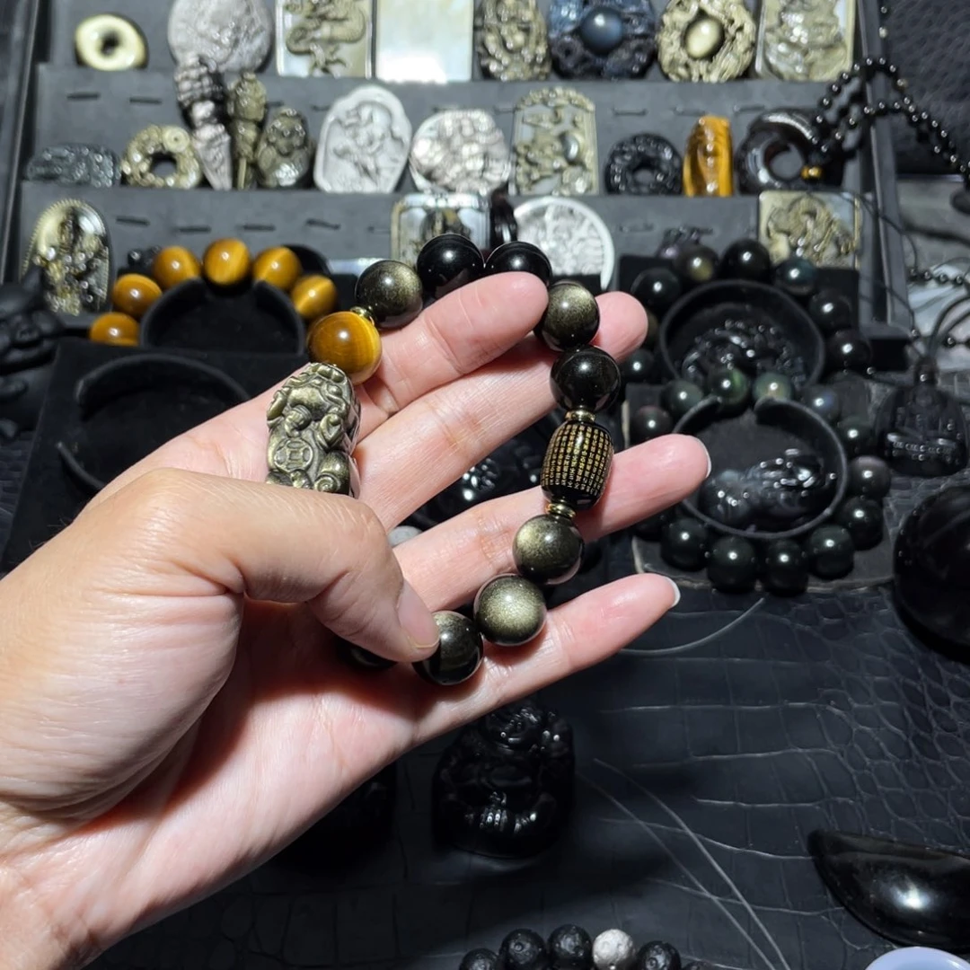 黑曜岩手链未镶嵌封*