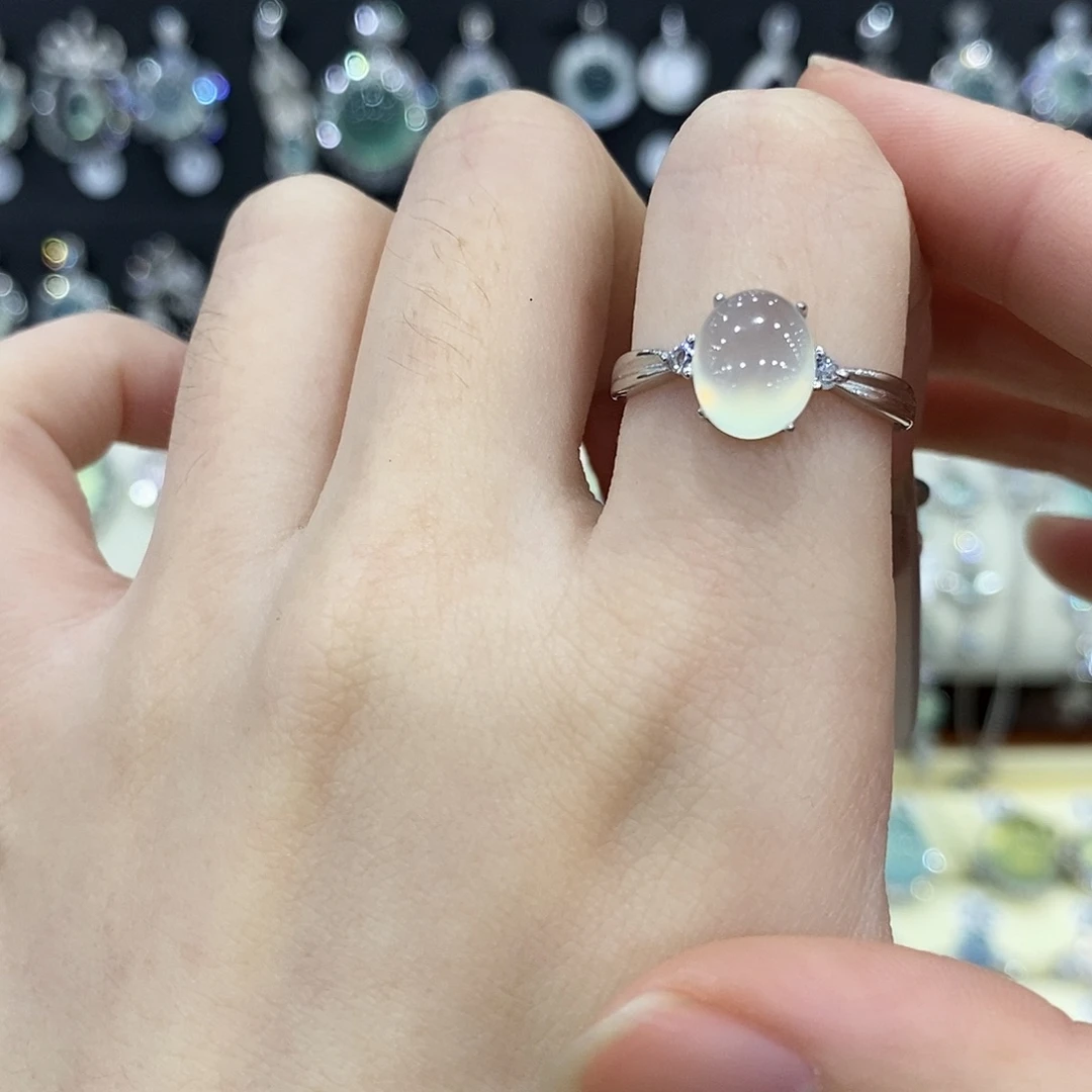 蛇纹石玉银S925镶嵌戒指