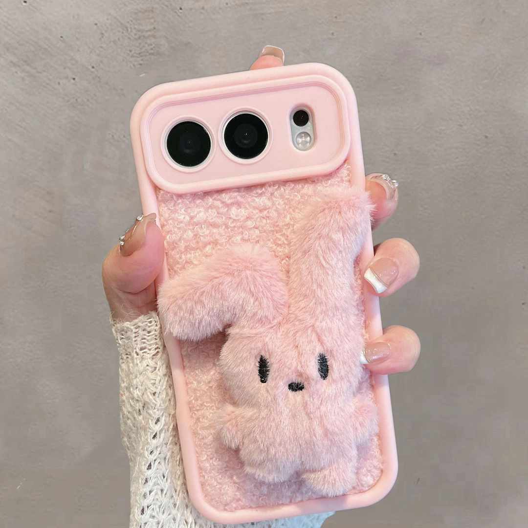 适用于华为荣耀500手机壳500pro毛绒兔子mey-an00粉色女mep-an00