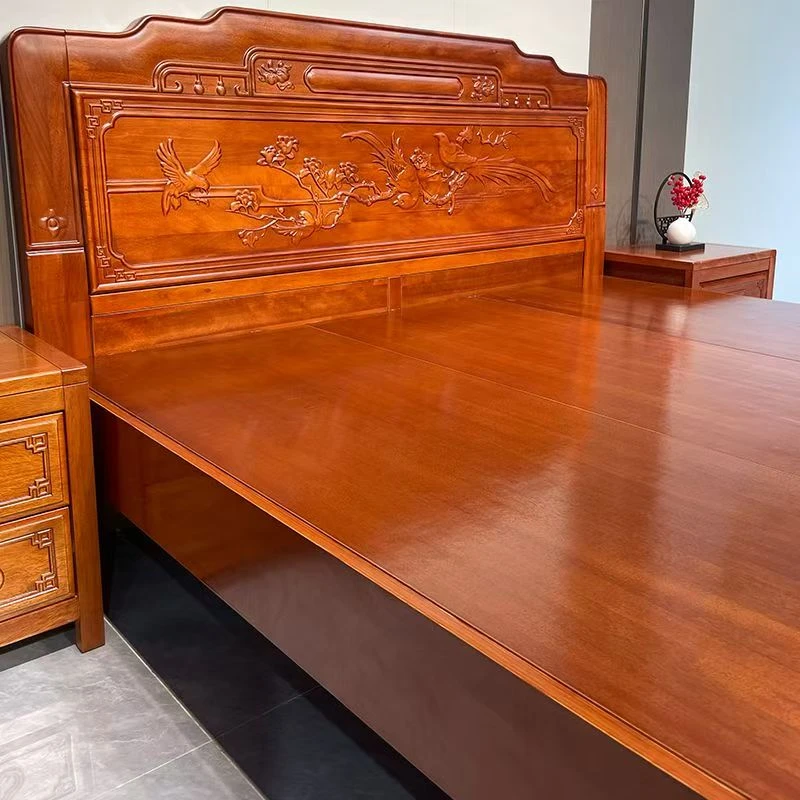 厂家直销全实木榫卯床双人主卧婚床中式仿古新中式大床结构实木床