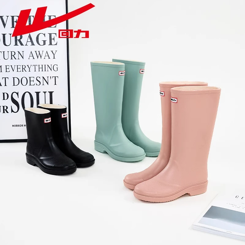 回力雨鞋女款新款雨靴时尚水鞋女户外防水胶鞋女士水靴中筒套鞋女