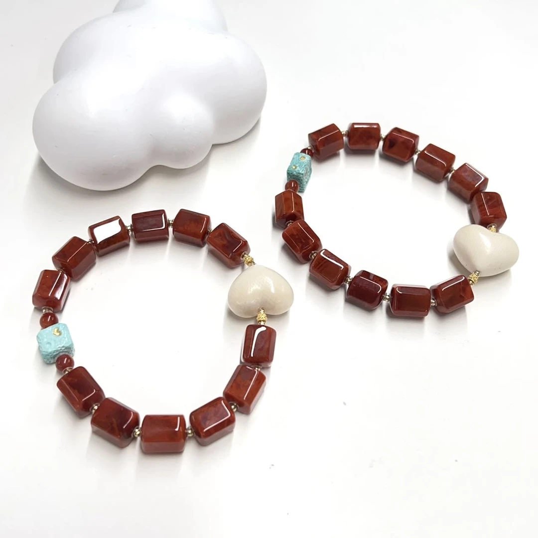 【小宝珠宝】23 T84553-南红DIY单圈手串-多样性发其一-7×9mm