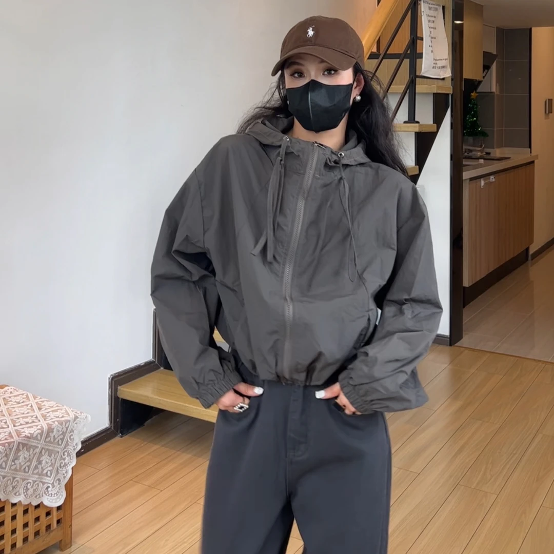 150小个子定制休闲短款纯色春季风衣外套韩版宽松百搭休闲开衫