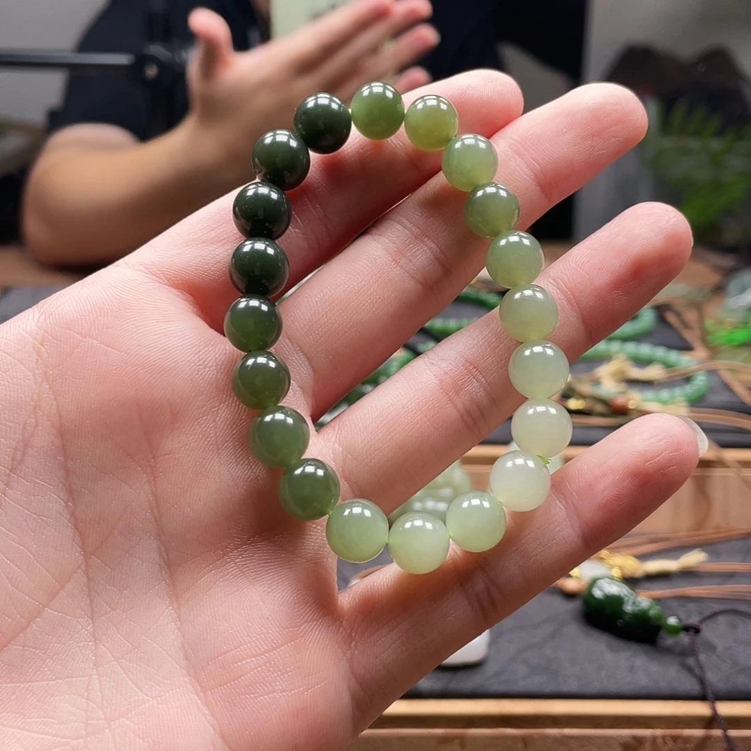 和田玉未镶嵌手串多样性发一