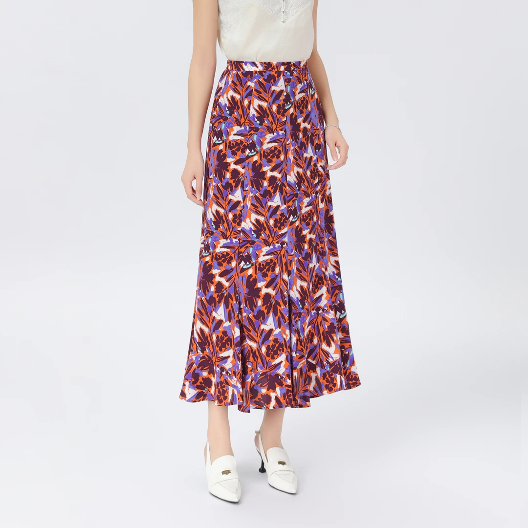 AMASS/阿玛施尤莱特碎花气质浪漫印花中长款显瘦鱼尾裙5200385