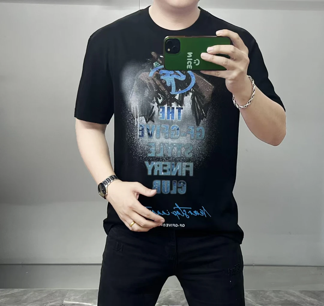 高品质春夏季时尚潮流百搭爆款个性圆领修身男士休闲短袖T恤8316