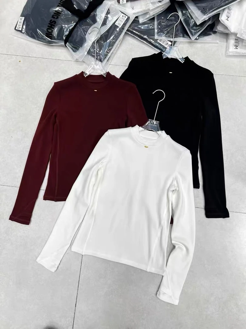 深圳MMOUHUO新款圆领纯色修身打底T恤