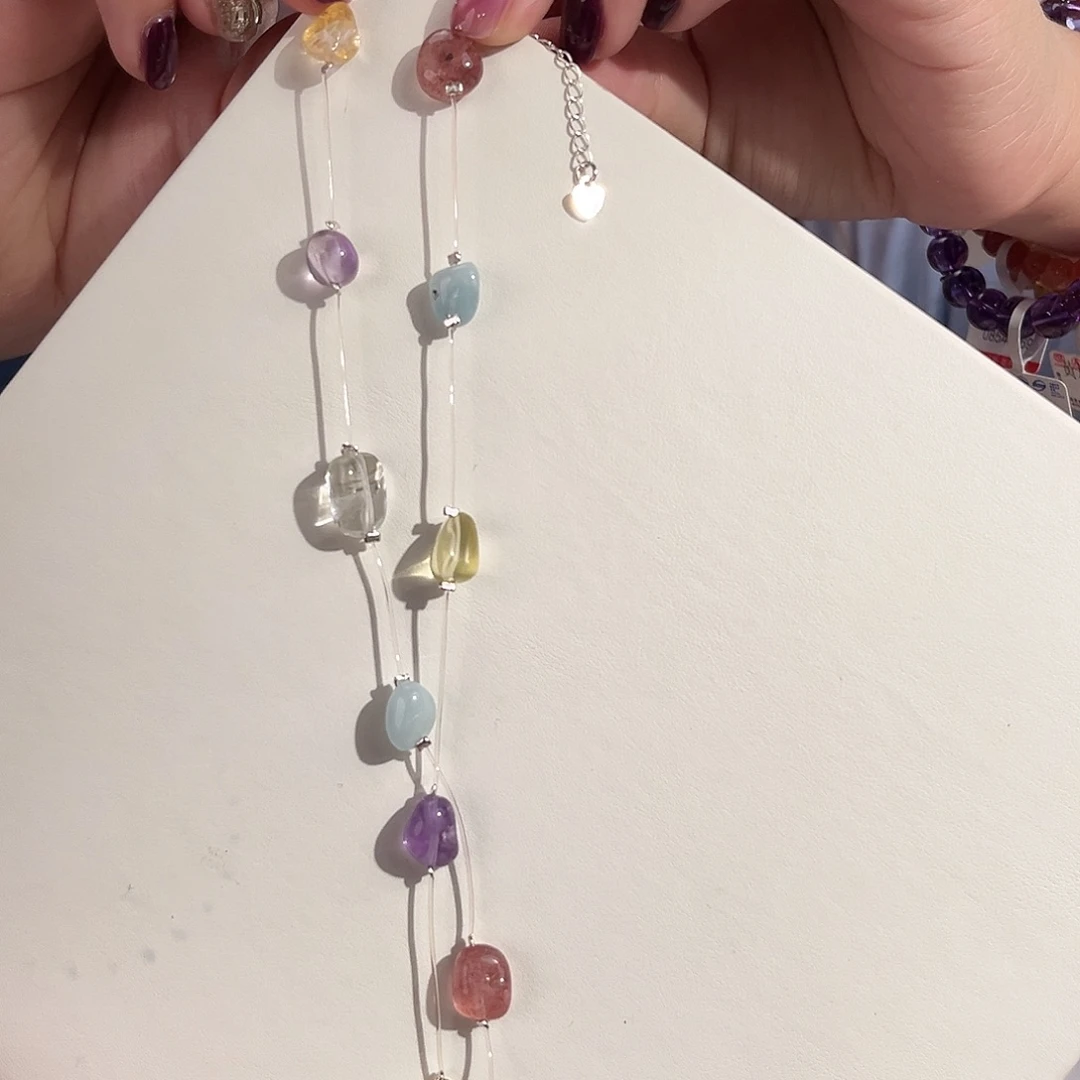 水晶颈饰未镶嵌彩色项链