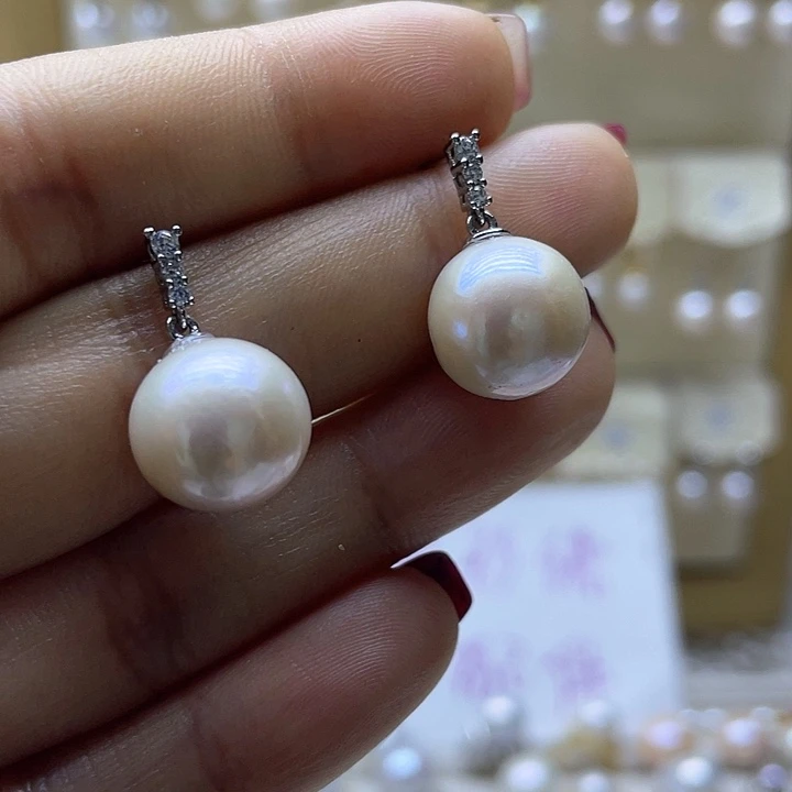 淡水珍珠耳饰银S925镶嵌