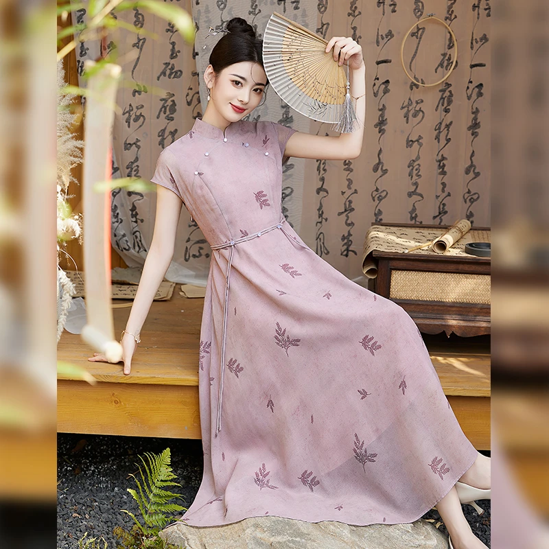 新中式风改良旗袍连衣裙女2025夏新款高级感气质显瘦绝美长裙子