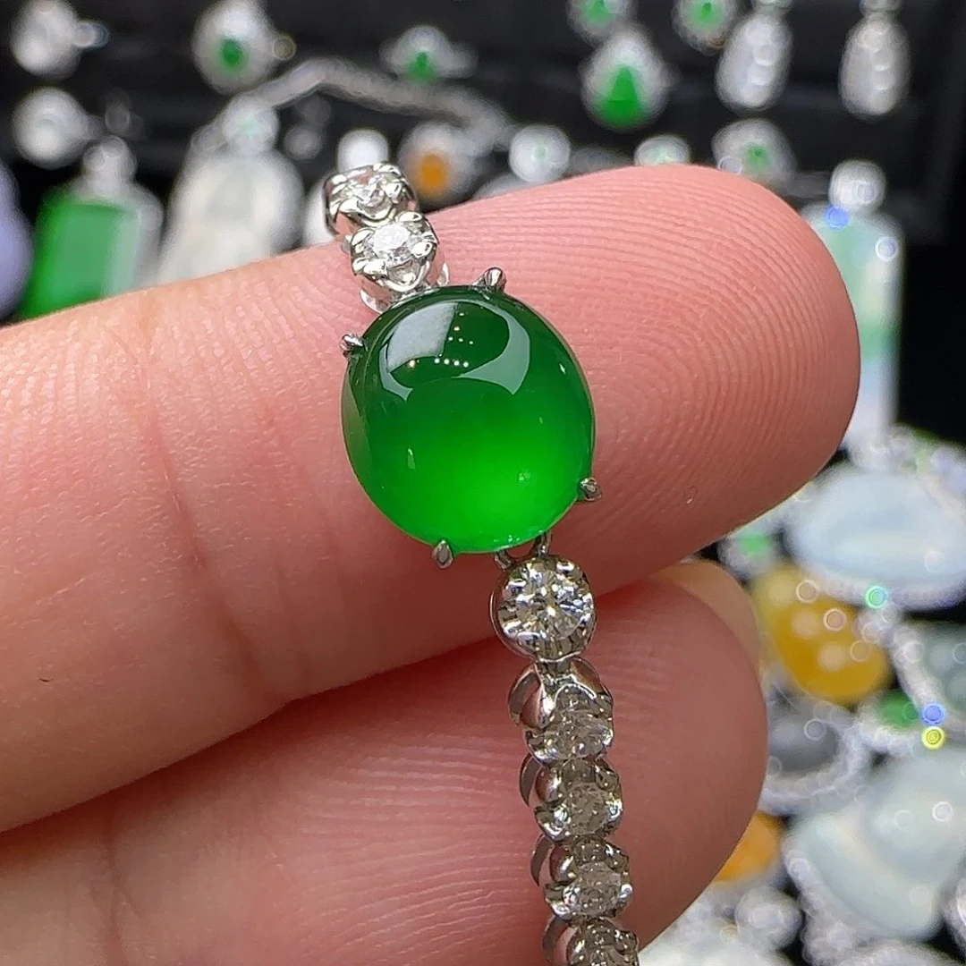 18K金镶嵌手链翡翠天然翡翠