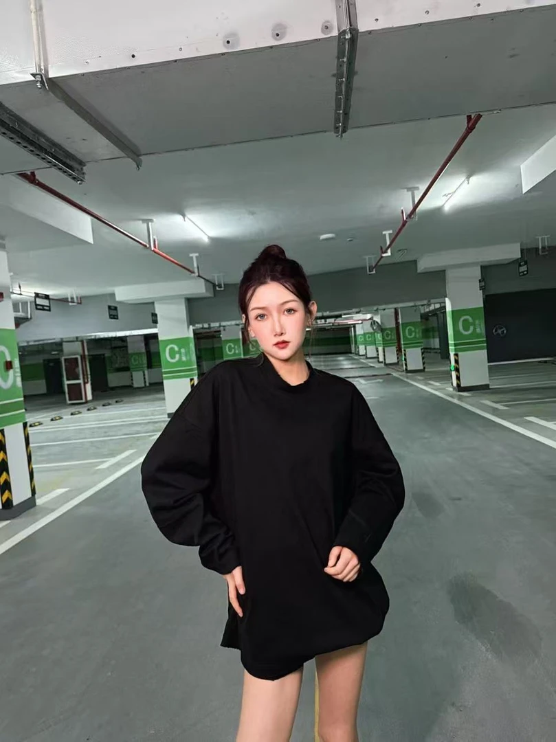 厚款常规款男圆领宽松型常规卫衣长袖中长款纯色