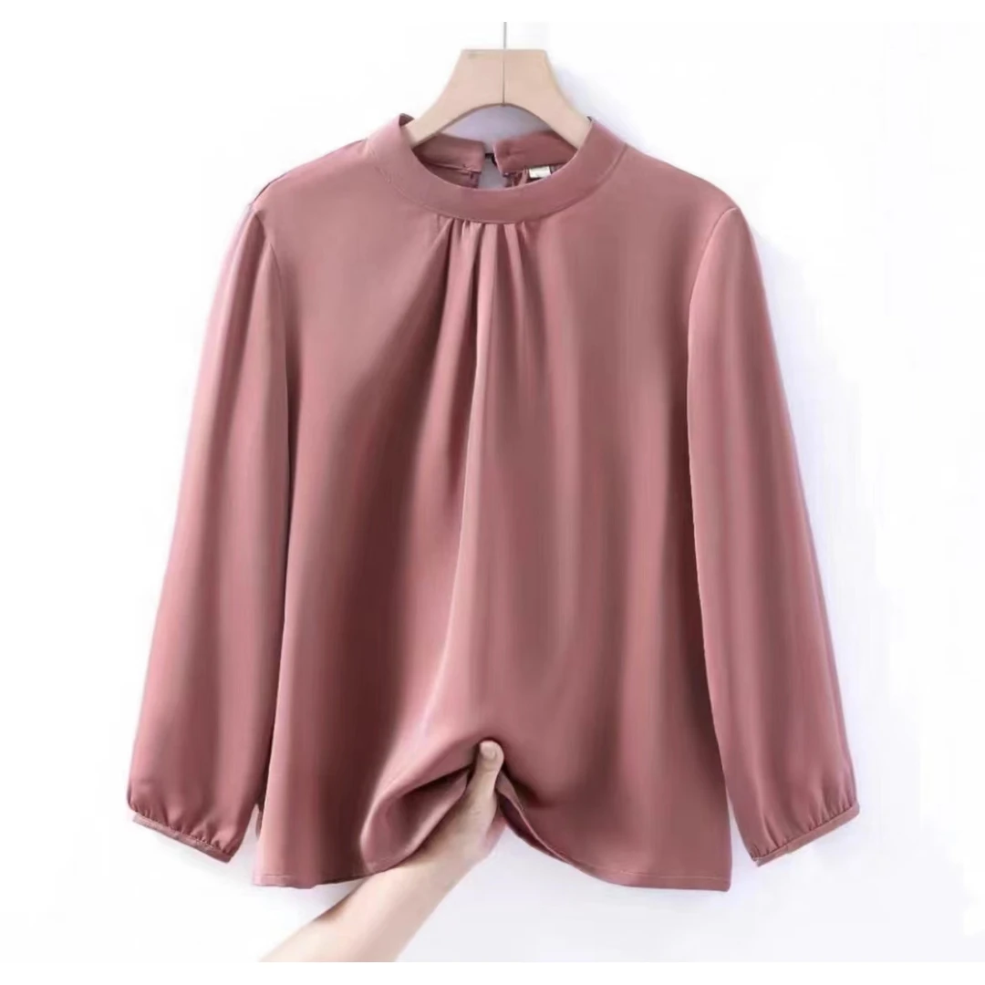 0598小圆领显瘦女人小衫时尚洋气设计感设计师百搭百搭