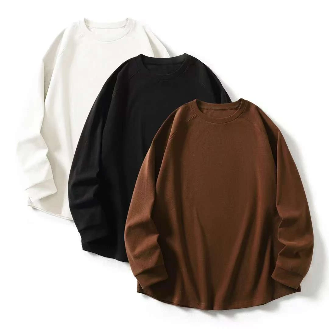 秋冬新款男女纯色百搭打底衫双面绒保暖圆领长袖