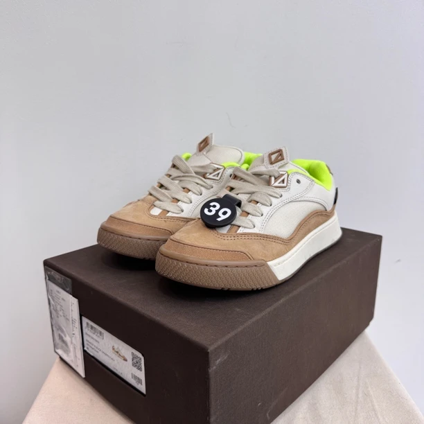 99新 DIOR/迪奥 39码 B713 白绿棕 麂皮面包板鞋