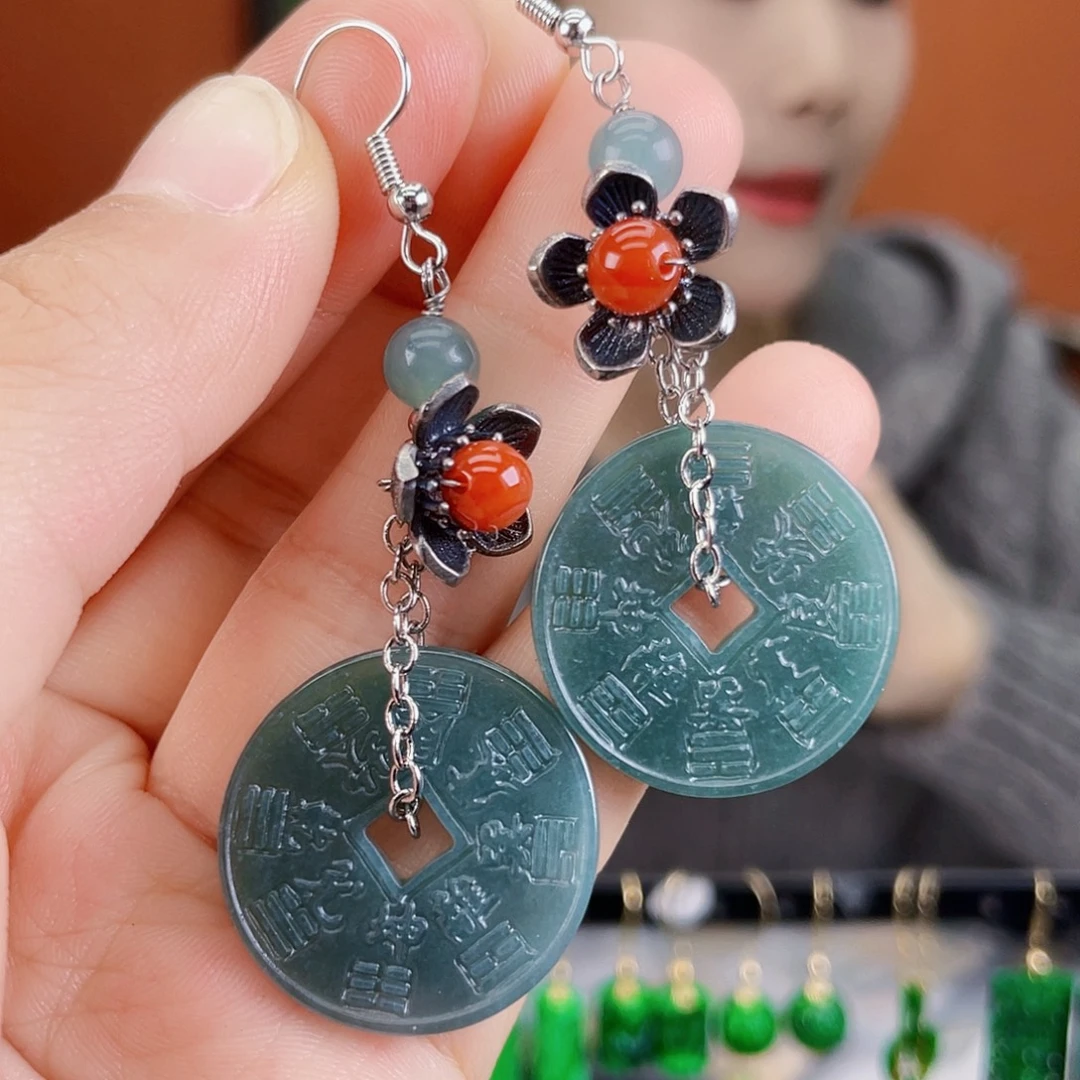 翡翠未镶嵌耳饰饰品