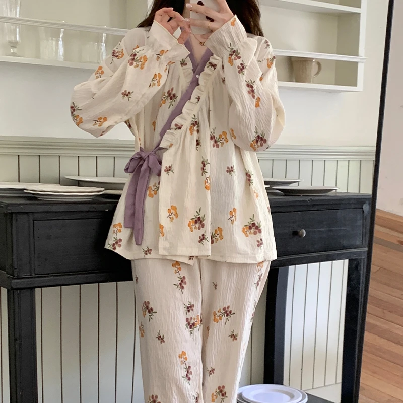 睡衣女款爆款2025新款春秋季舒适甜美风可外穿大码长袖家居服套装