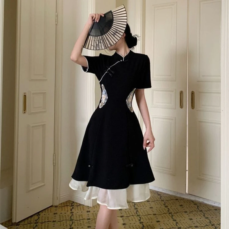 大码女装300斤胖MM夏季气质显瘦时尚中国风旗袍连衣裙1270#