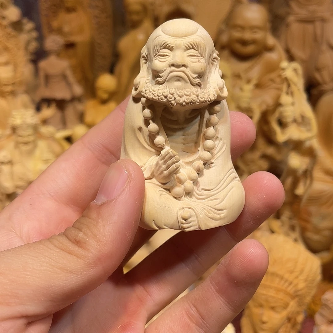 黄杨木小瑕疵达摩手把