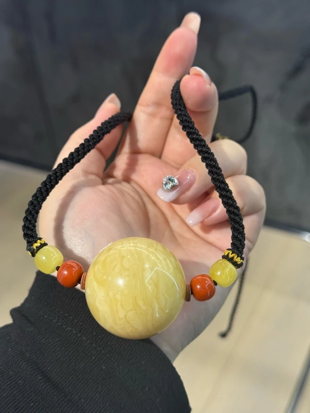 36mm+蜜蜡单珠颈链项链吊坠锁骨链编织