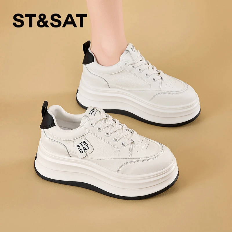 ST&SAT/星期六厚底板鞋2025小众款新款百搭小白鞋休闲耐磨休闲鞋