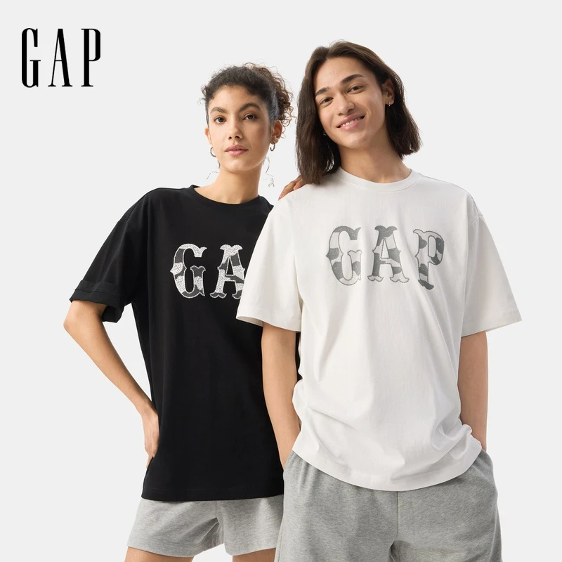 GAP男女同款25年夏季Global新LOGO百搭t恤亲子装上衣 729369