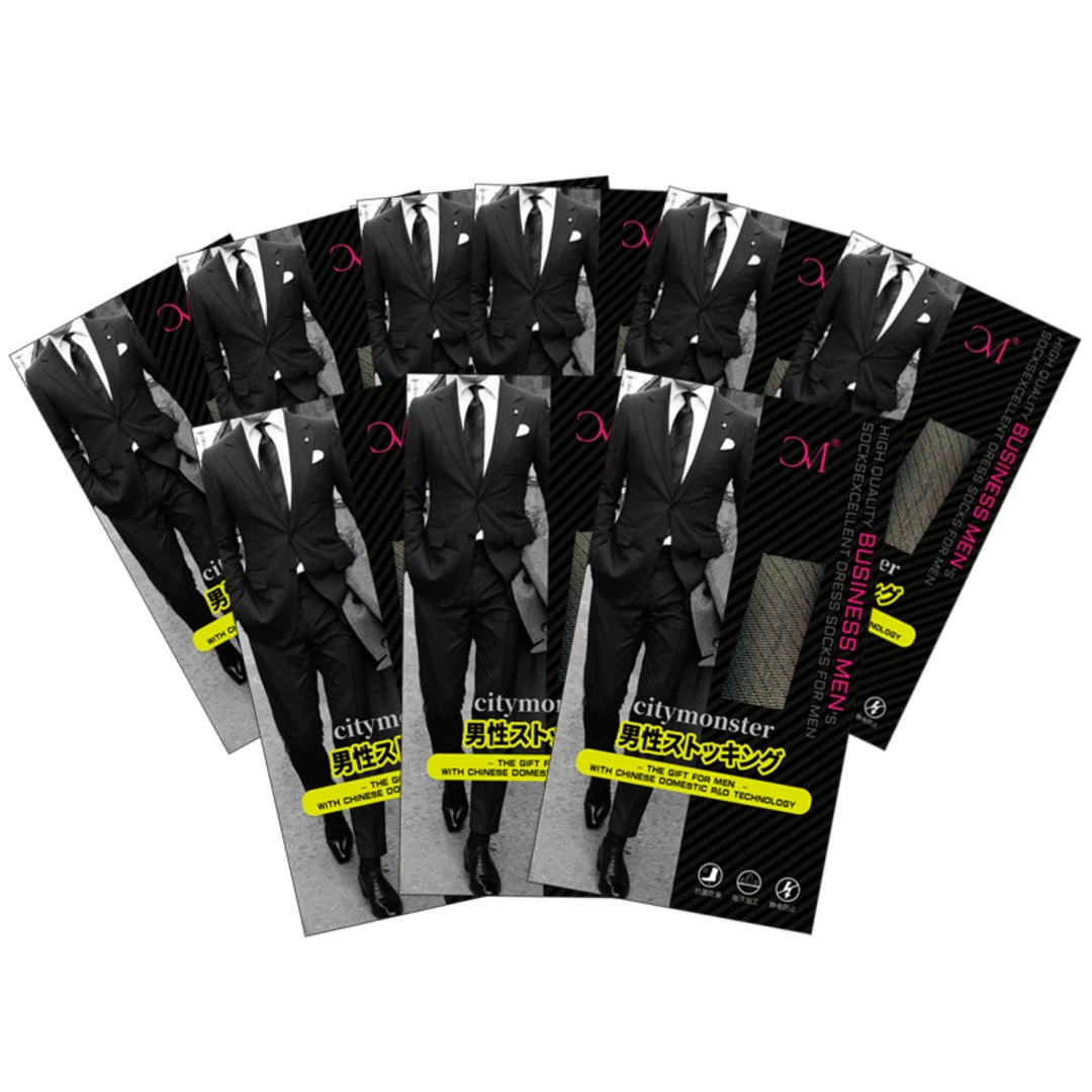 citymonster「颂」斜条纹男士丝袜长筒商务丝袜厚木纱线磨砂质感
