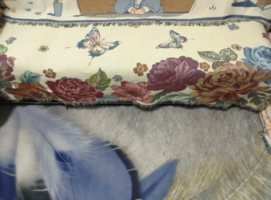 六人座90*400 【蝴蝶花】±5cm流苏沙发毯靠背巾单座多座沙发毯