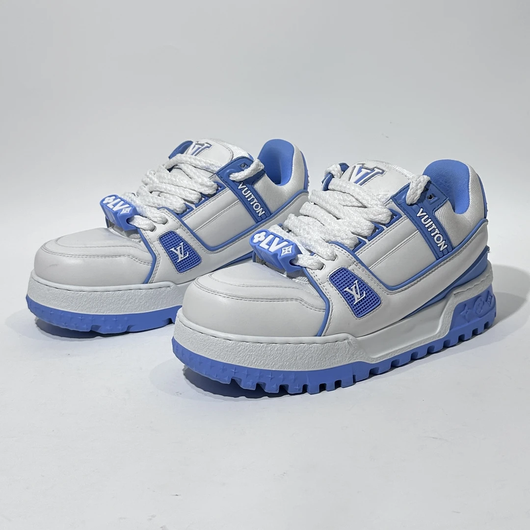 99新 LouisVuitton/路易威登 小胖丁 36码蓝白时尚面包鞋/MLC1795