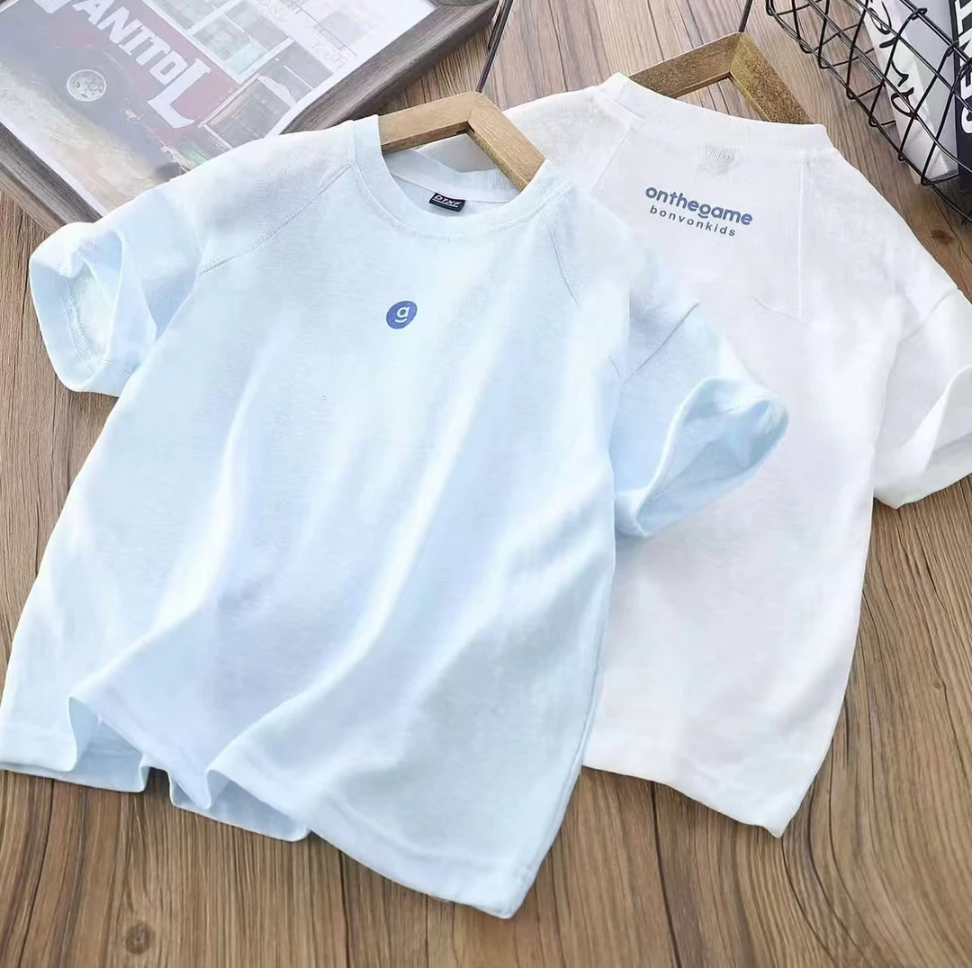 麻感棉短袖2025夏季新款中大童轻薄透气凉感短袖休闲百搭00113