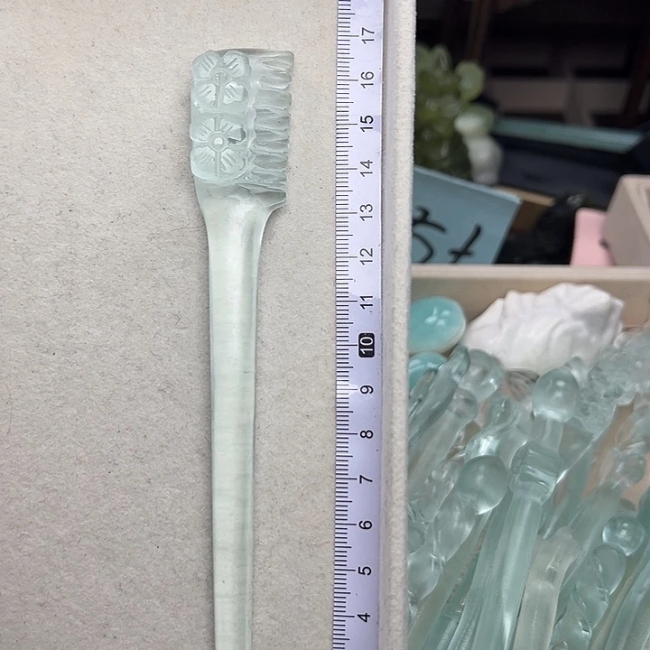 蛇纹石玉未镶嵌发簪桃花梳