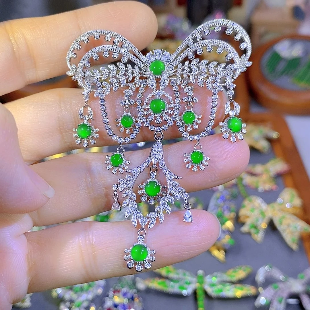 颈饰银S925镶嵌翡翠