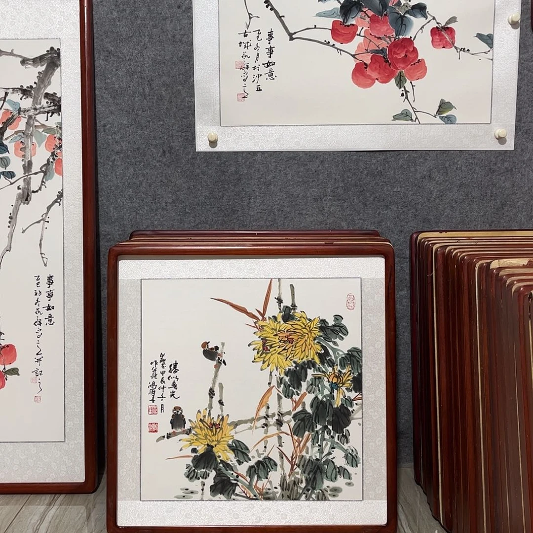 国画书画作品带框63×63