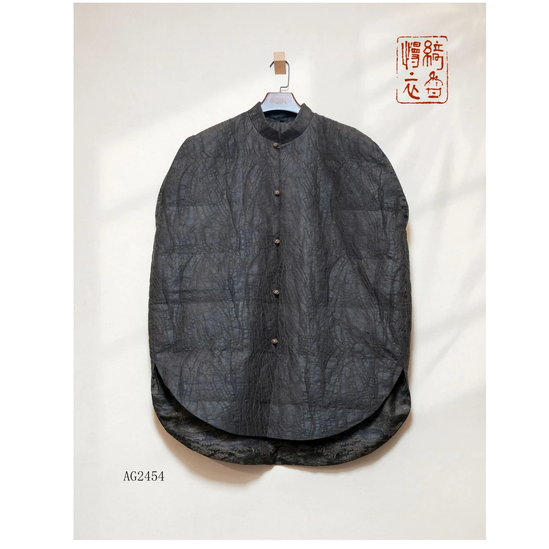 【绮香慢衣】双层丝绵香云纱·圆形羽绒背心·中式