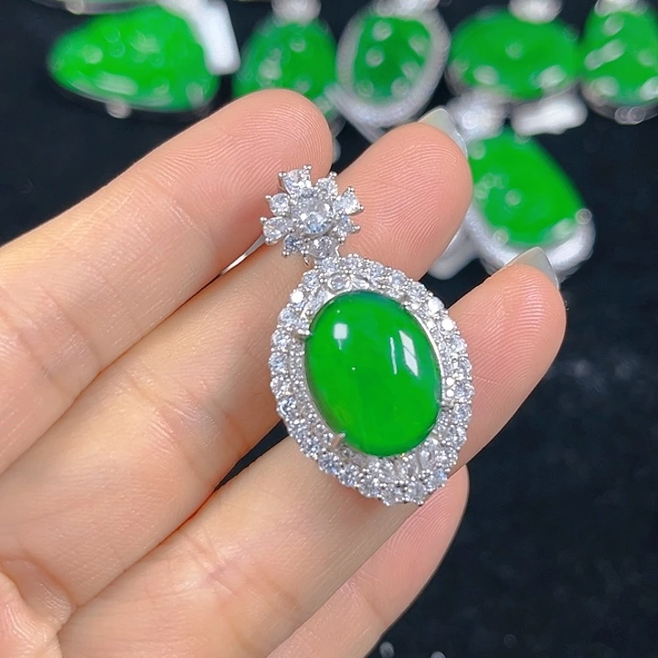 翡翠银S925镶嵌吊坠(不含链)