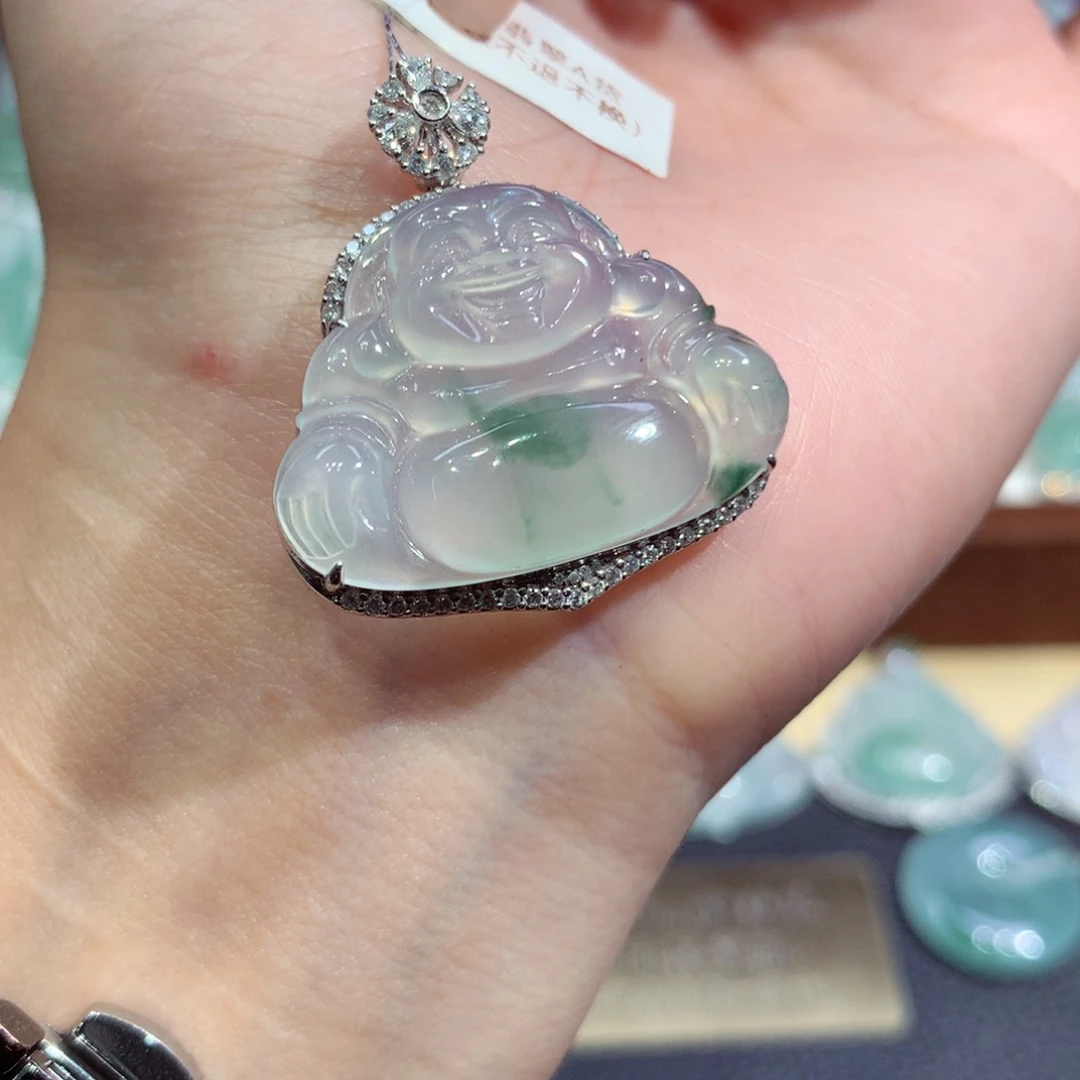 吊坠(不含链)18K金镶嵌翡翠