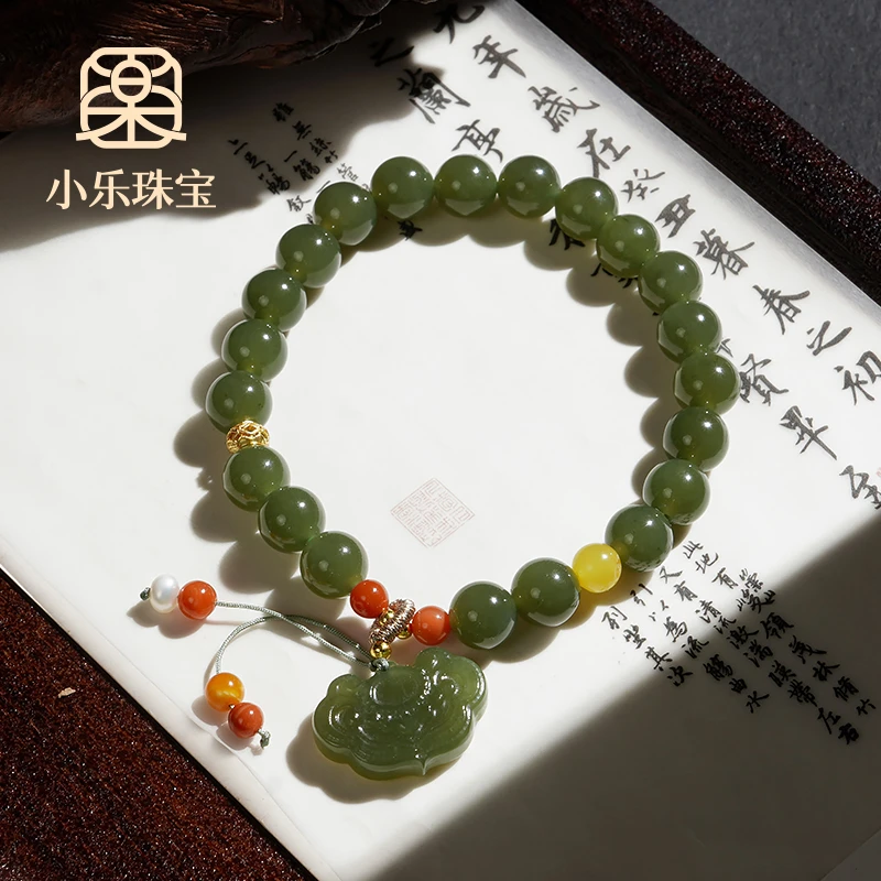时尚和田玉蜜蜡南红平安锁吊坠百搭女式手链多样性发一-10313