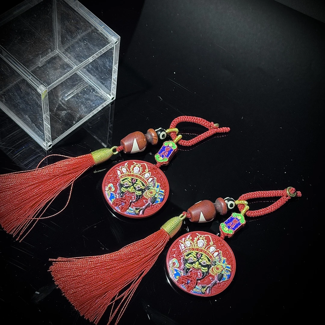 含辰砂工艺品【貝勒爺】S1260 大号扎基朱砂彩绘（多样性发其一）