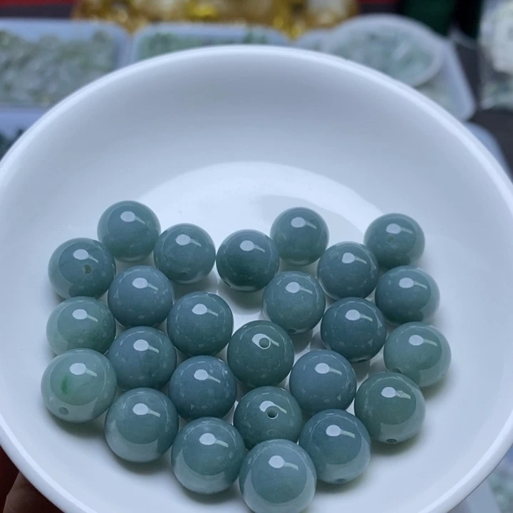 翡翠未镶嵌手链卡12冰蓝水8个