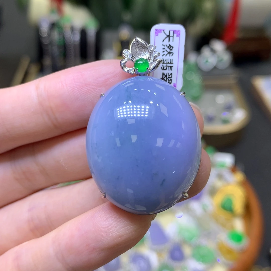 翡翠18K金镶嵌颈饰翡翠吊坠项链