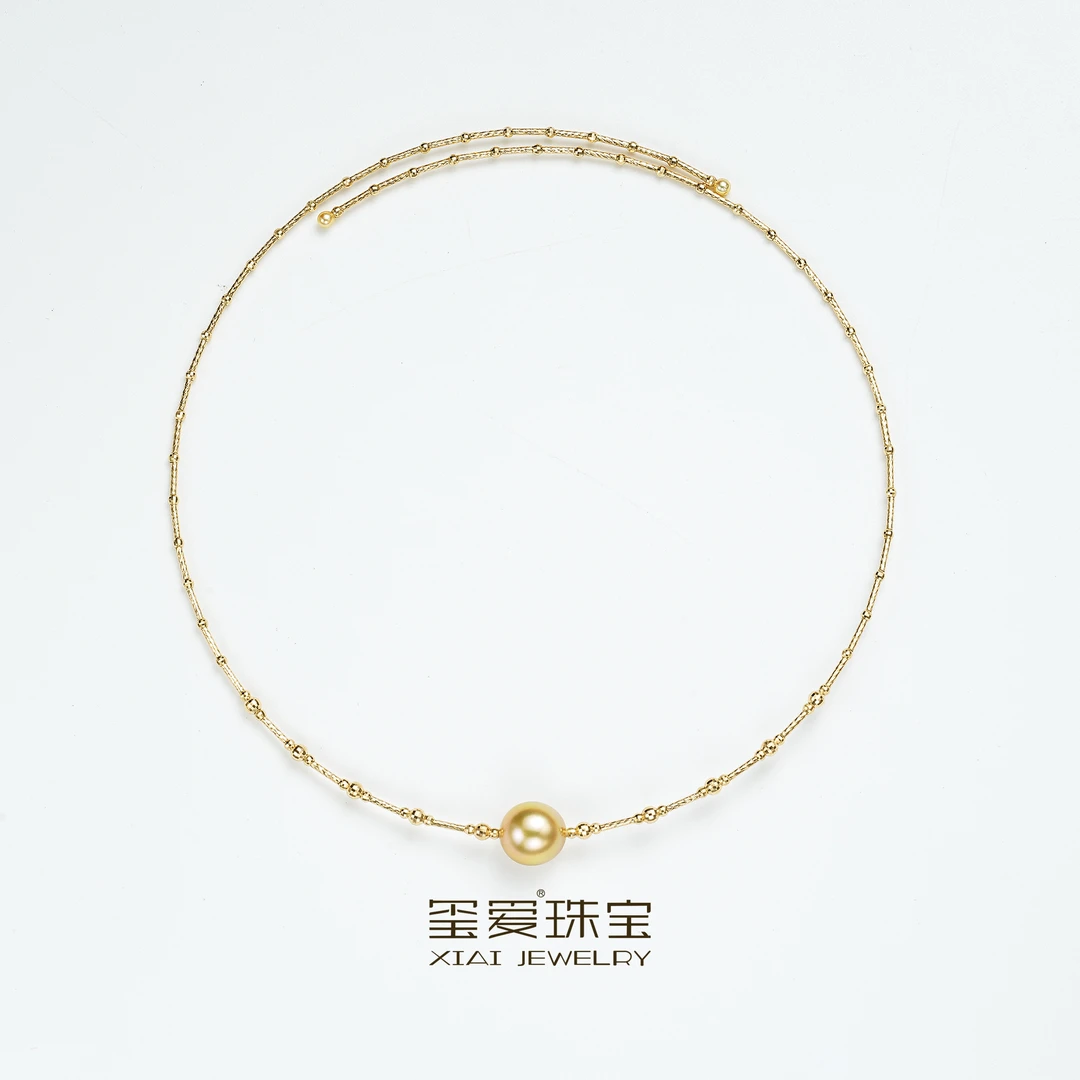 【玺爱门门】MM-13100 海水珍珠南洋金珠设计项链 10-11mm 18K