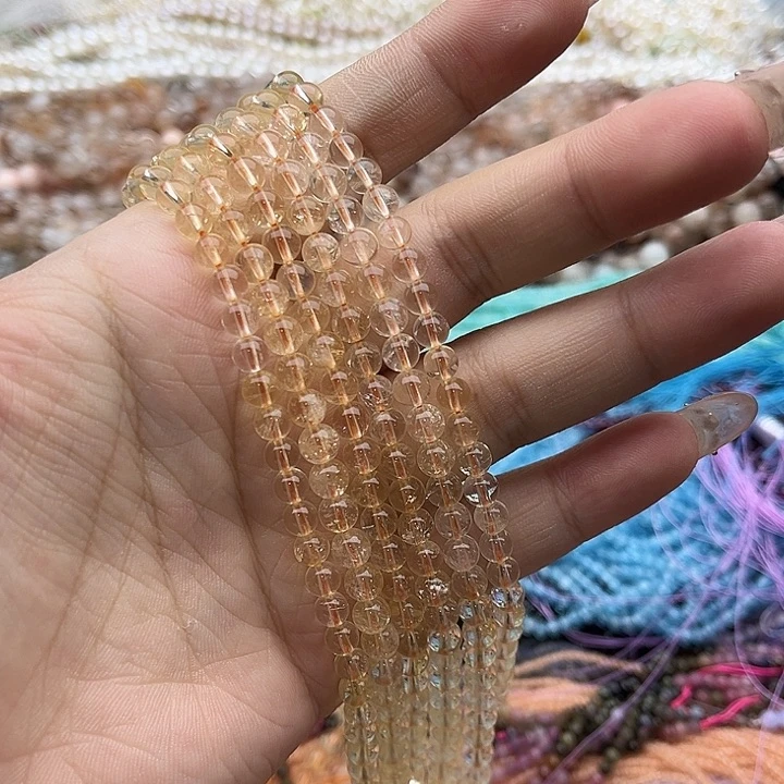 玛瑙/玉髓珠宝半成品未镶嵌一条5mm左右黄水晶