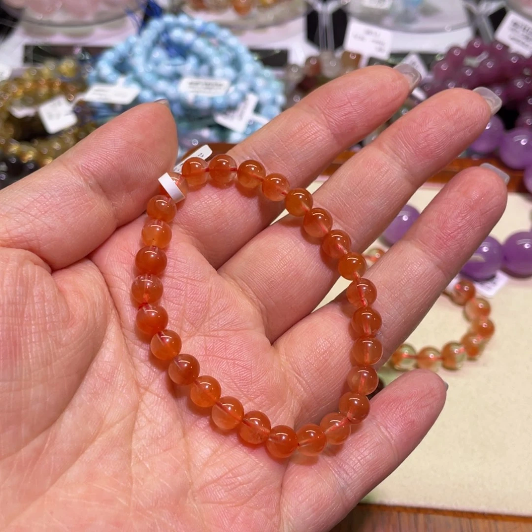 水晶手链未镶嵌草**心红兔毛