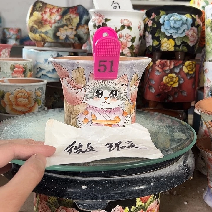 满38包邮 景德镇幸运花盆