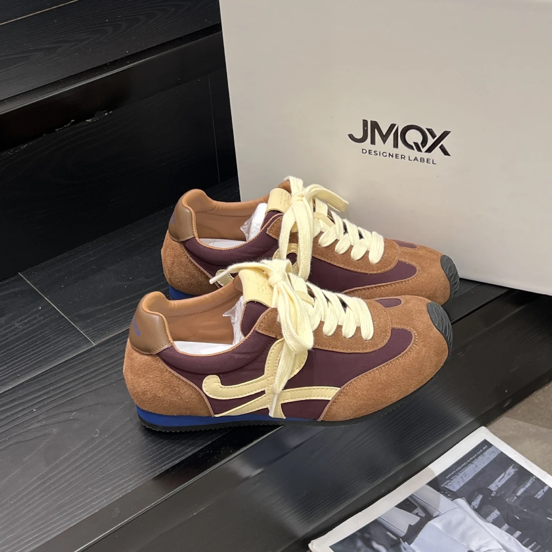 2025春季新款真皮休闲运动德训鞋复古时尚百搭阿甘轻便华夫鞋现货