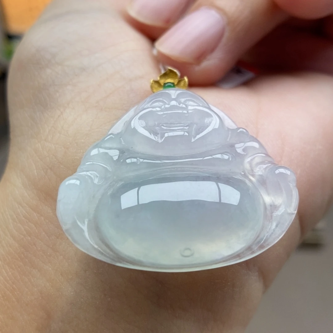 翡翠18K金镶嵌颈饰吊坠35