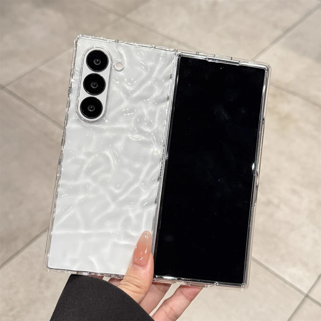 适用三星zfold7手机壳高级水波纹皱褶新款zfold6透明简约全包防摔