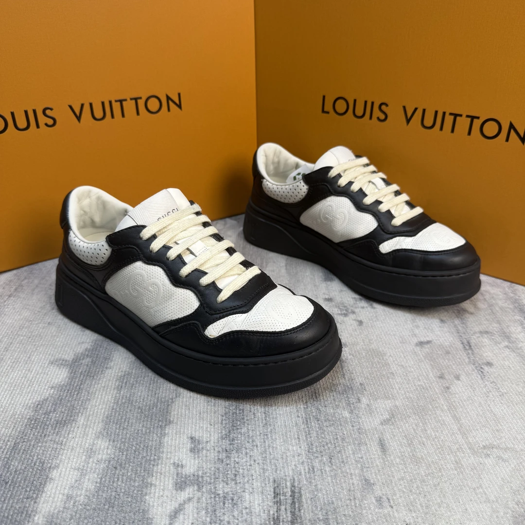 95新 GUCCI/古驰 黑白熊猫增高休闲饼干休闲鞋/37-41欧码